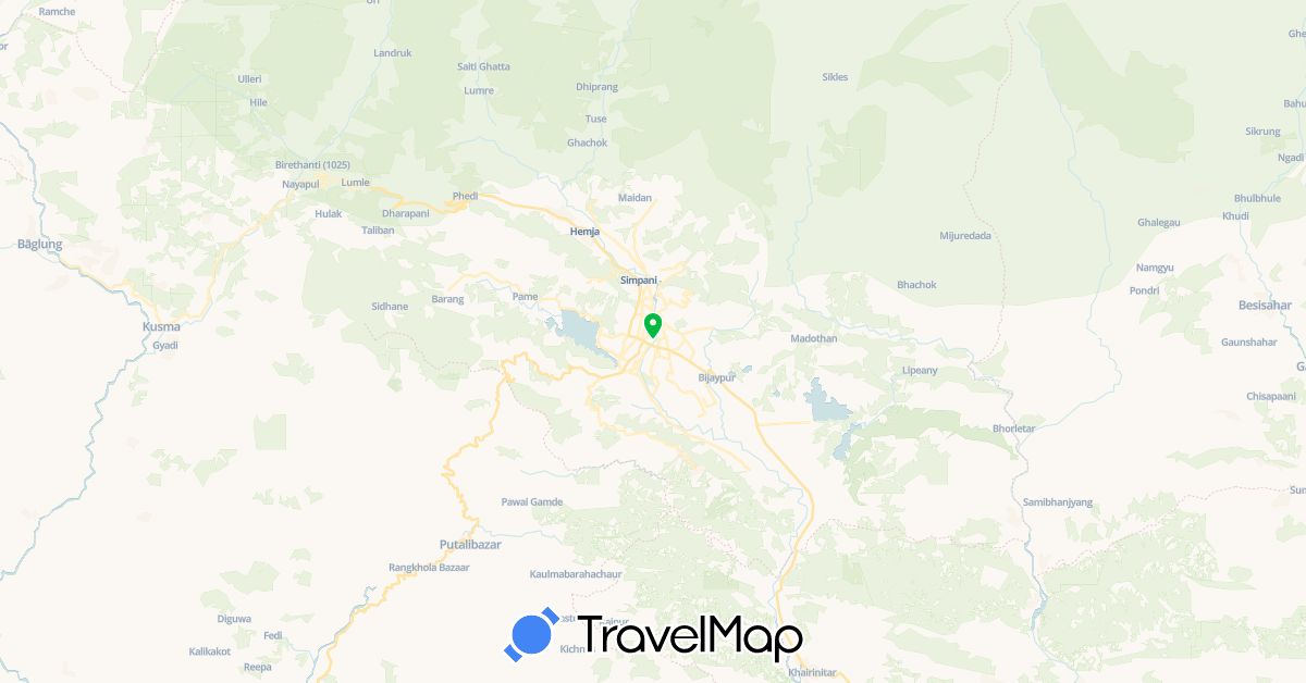 TravelMap itinerary: bus in Nepal (Asia)